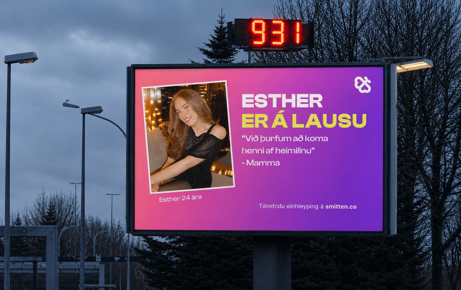 Smitten billboard í Reykjavík